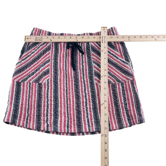 Caslon Striped Cotton Skirt With Pockets Elastic Waist Size Medium Blue Red - Picture 4 of 5